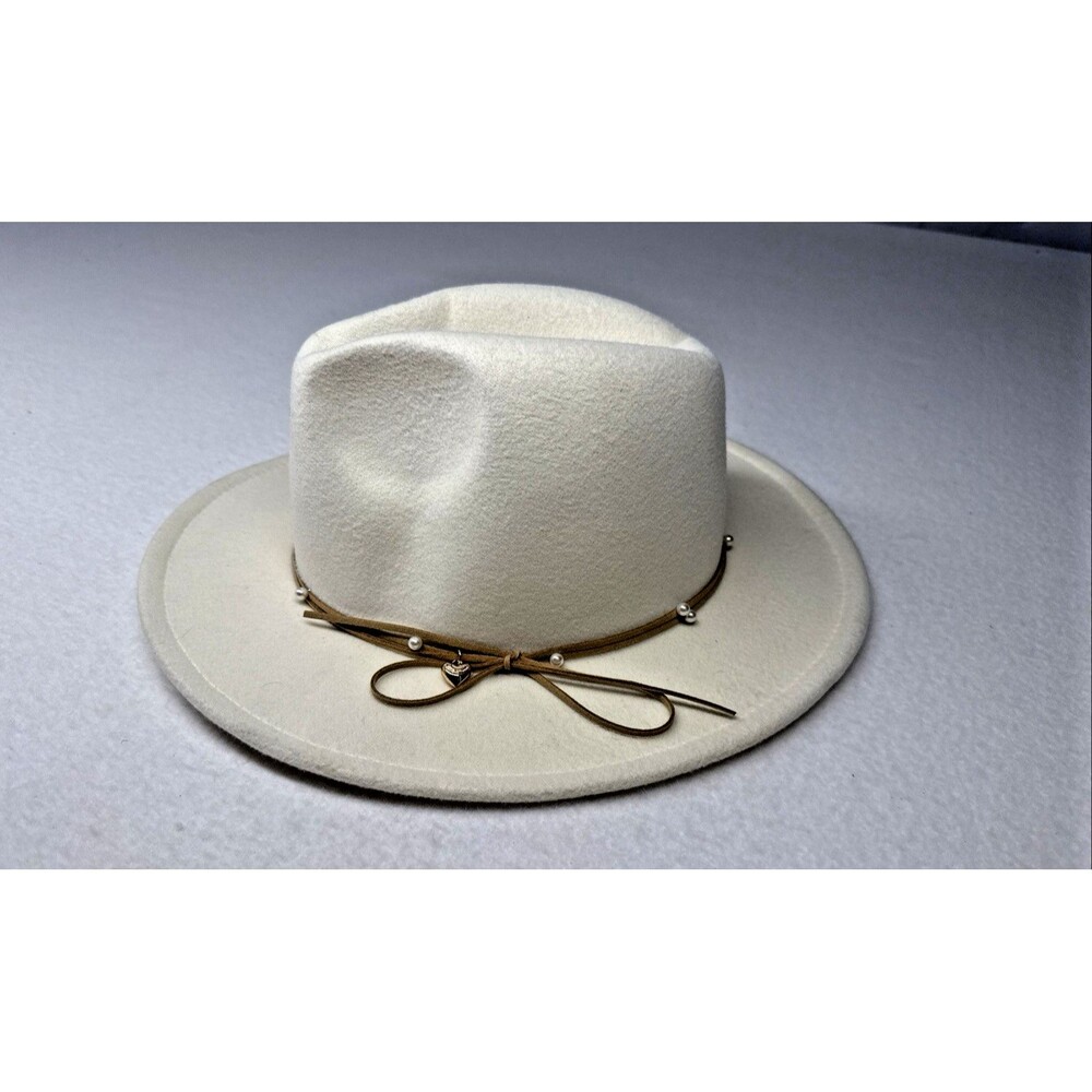 Juicy Couture Western Fedora Hat Womens One Size Cream Wide Brim Cowboy Y2K